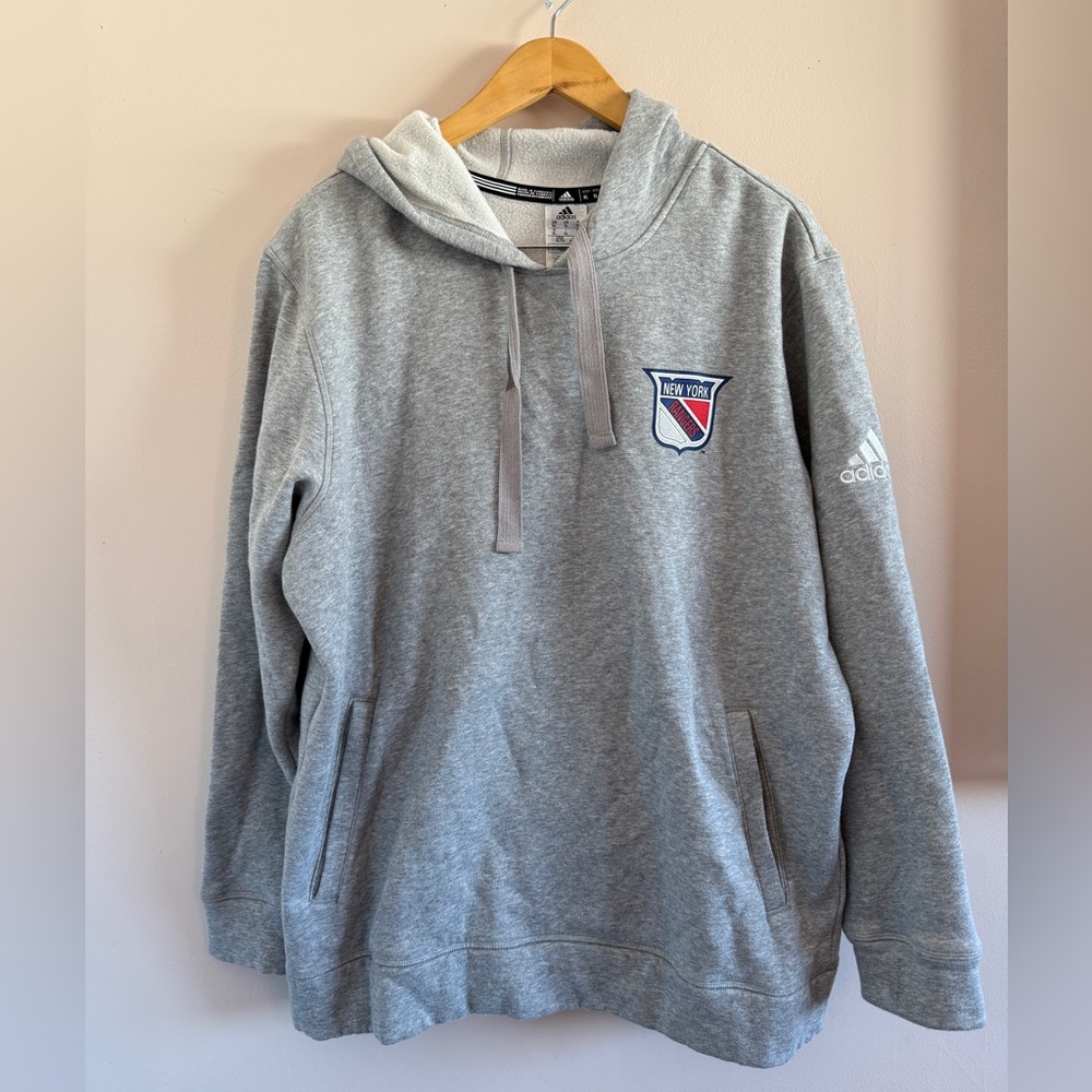Adidas Gray Hoodie with New York Rangers Hockey